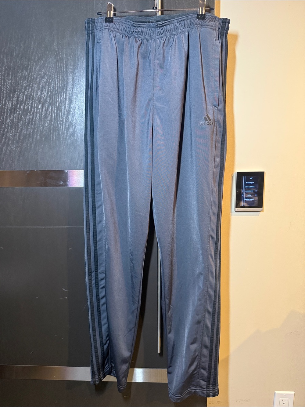 adidas Men's Gray Track Joggers with Side Stripes